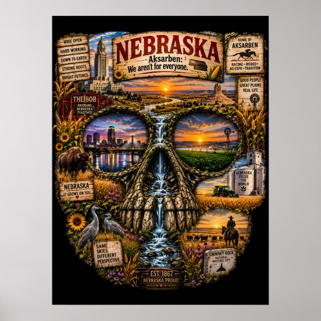 Impression d'art de crâne du Nebraska | État d'esp (Devant)