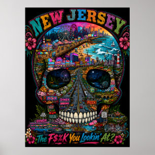 Impression d'art de crâne du New Jersey État d'e