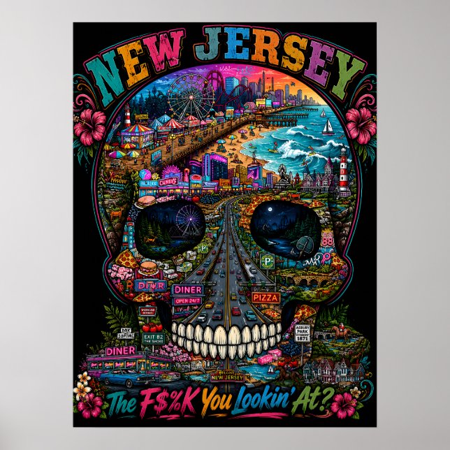 Impression d'art de crâne du New Jersey | État d'e (Devant)