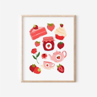 Impression d'art de cuisine en collage de fraises 