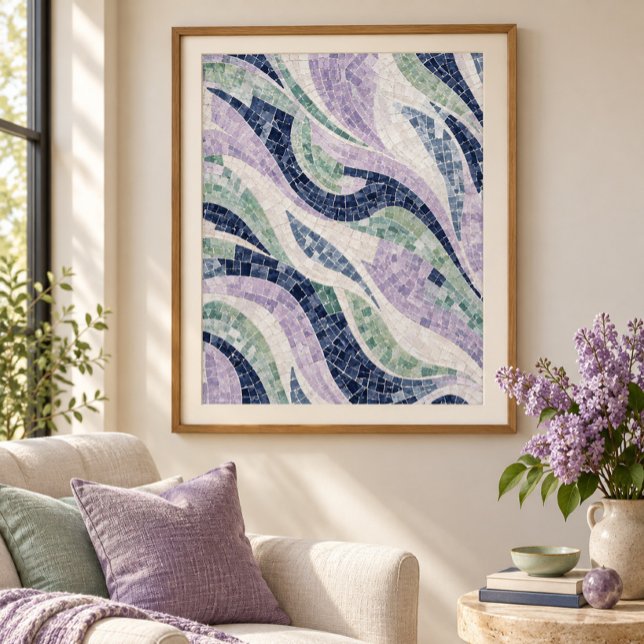 Impression d'art de danse Tessera lilas (Styled display of Lilac Tessera Dance Art Print. Frame, mat and furnishings shown for illustration; select framing options separately.)