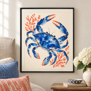 Impression d'art de danseur de crabe bleu