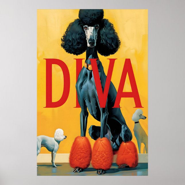 Impression d'art de diva caniche mur de chien insp (Devant)