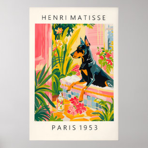 Impression d'art de Doberman dans la baignoire Drô