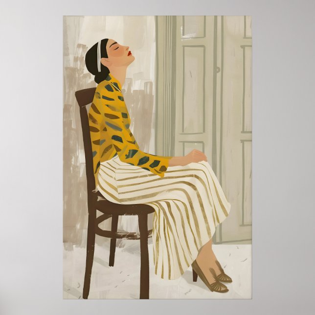 Impression d'art de femme calme Minimaliste Coloré (Devant)