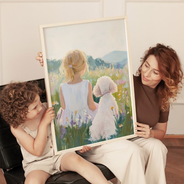 Impression d'art de fille et de chien grand millén (Créateur téléchargé)