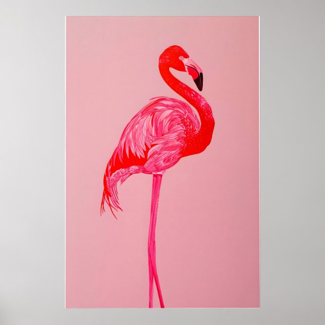 Impression d'art de flamant rouge sur papier mat d (Devant)