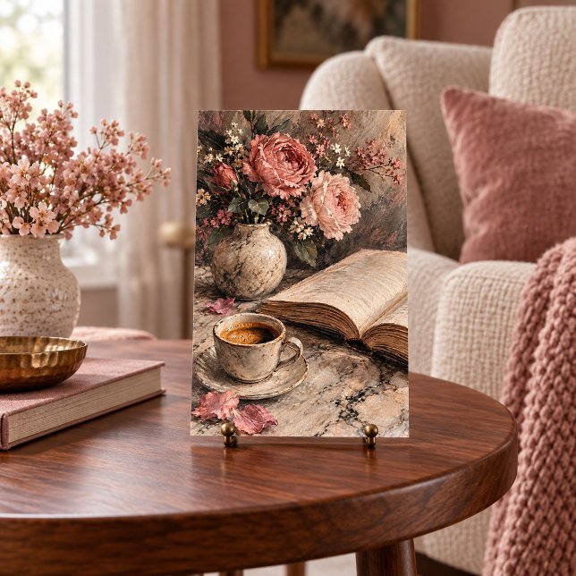 Impression d'art de fleurs de table basse (4 x 6 inch unframed semi-gloss print. All paint textures are flat printed. Scene props not included.)