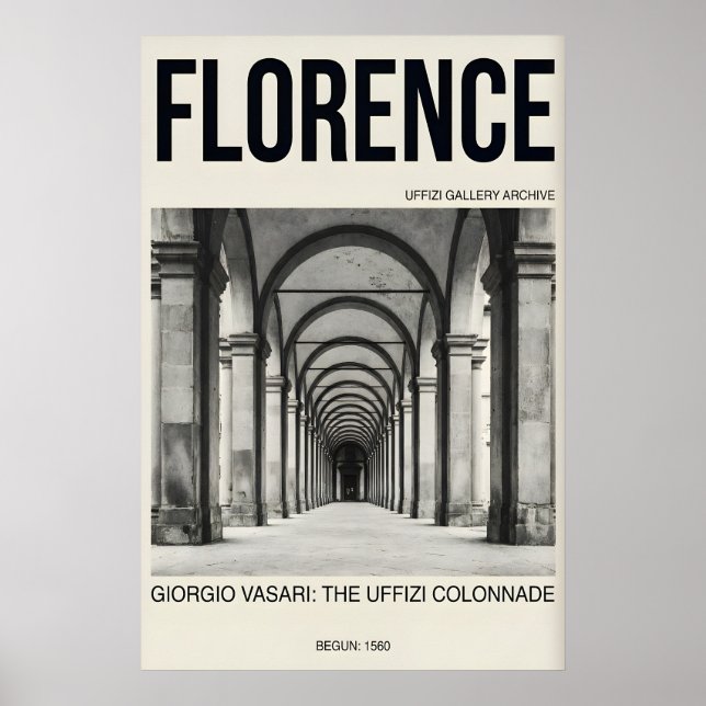 Impression d'art de Florence, Galerie Uffizi Noir (Devant)