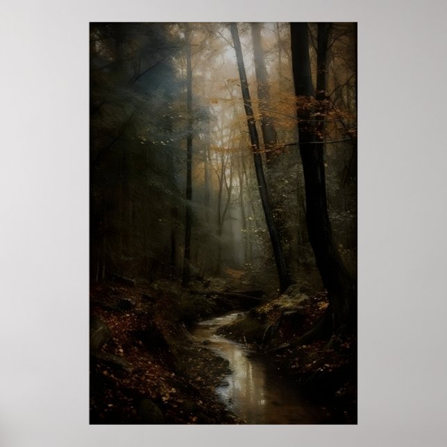 Impression d'art de forêt sombre d'automne Mur de  (Devant)