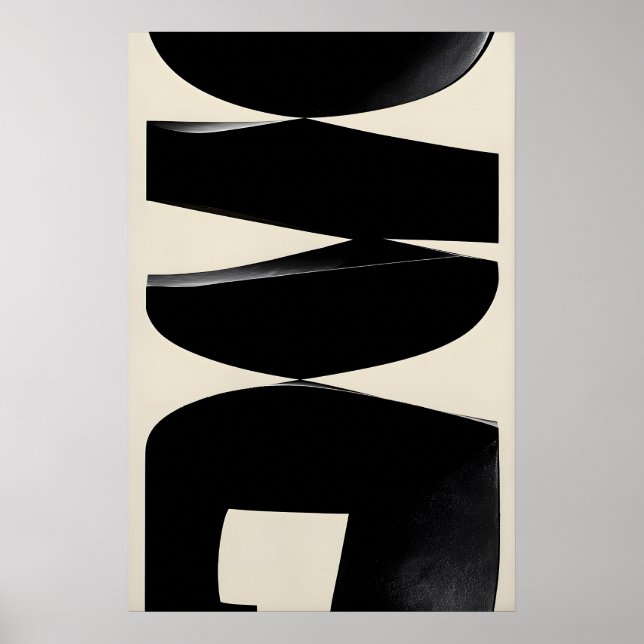 Impression d'art de formes noires abstraites Giclé (Devant)