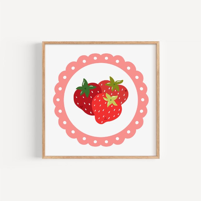 Impression d'art de fraise coquette dessinée à la  (Créateur téléchargé)