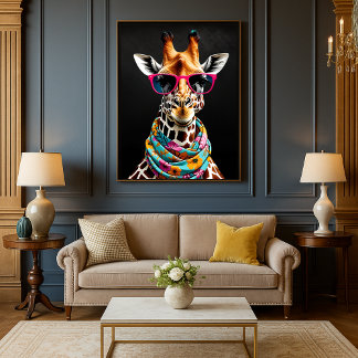 Impression d'art de girafe amusante et maximaliste
