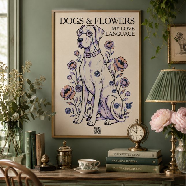 Impression d'art de Grand Danois & Fleurs (Créateur téléchargé)