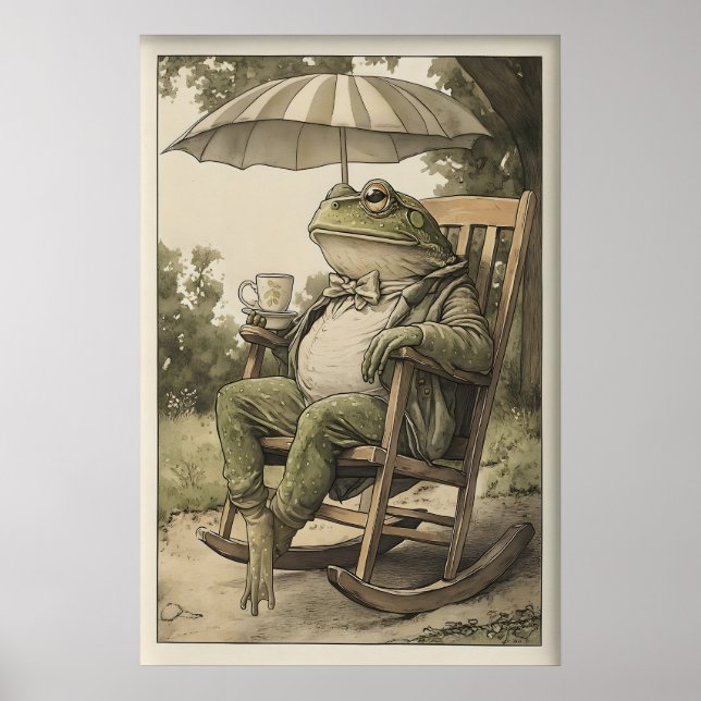 Impression d'art de grenouille vintage, Grenouille (Devant)