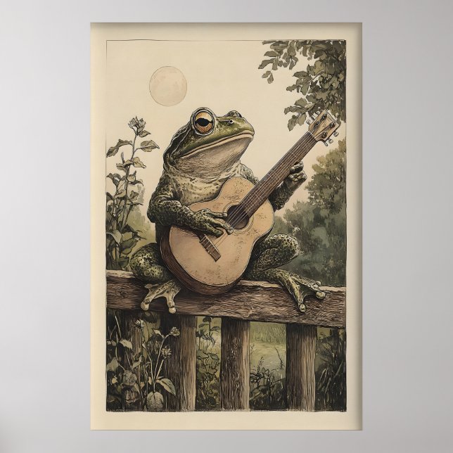 Impression d'art de grenouille vintage, grenouille (Devant)