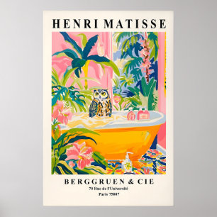 Impression d'art de hibou dans la baignoire dans l