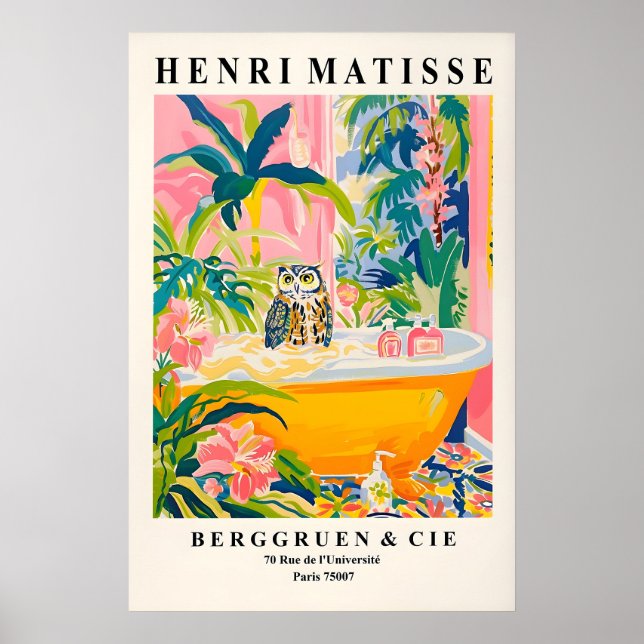 Impression d'art de hibou dans la baignoire dans l (Devant)