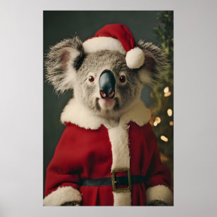 Impression d'art de koala de Noël, animal de fête,