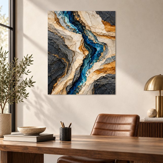 Impression d'art de la faille céruléenne (Unframed paper art print. All texture effects are printed. Room styling props are not included.)