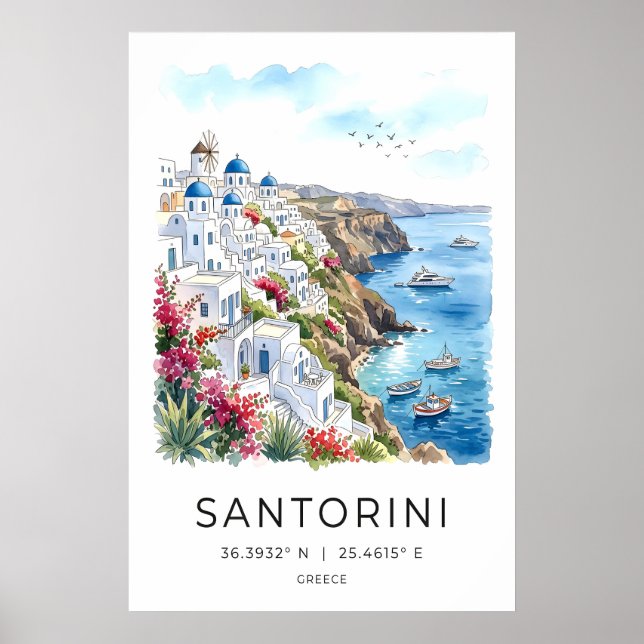 Impression d'art de la falaise de Santorin Vue sur (Devant)