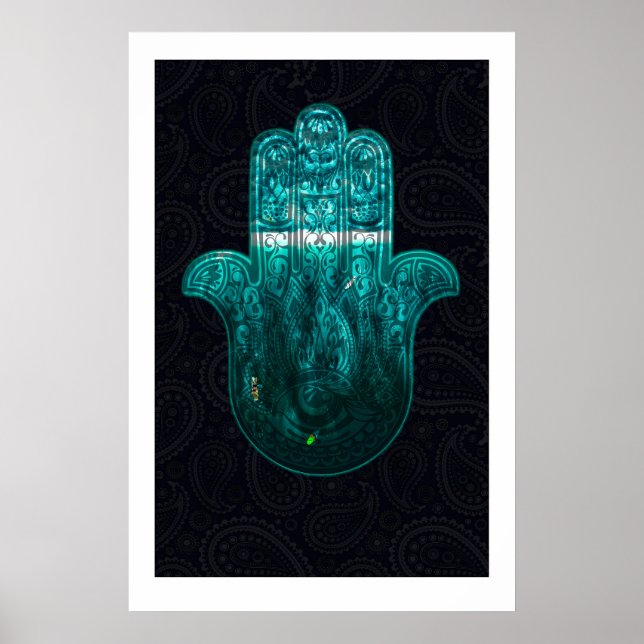 Impression d'art de la main Hamsa Méditation spiri (Devant)