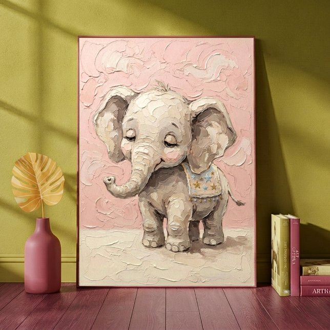 Impression d'art de la nurserie rose éléphant bébé (Créateur téléchargé)