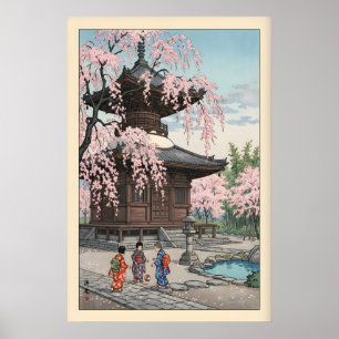 Impression d'art de la pagode Sakura Jardin japona