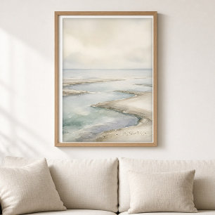 Impression d'art de la rive de la marée pâle