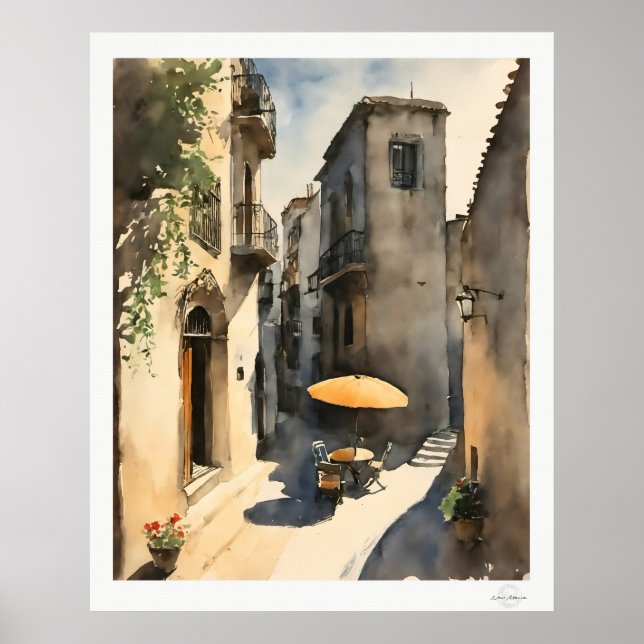 Impression d'art de la ruelle du village ensoleill (Devant)