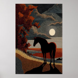 Impression d'art de la silhouette de cheval - Simp