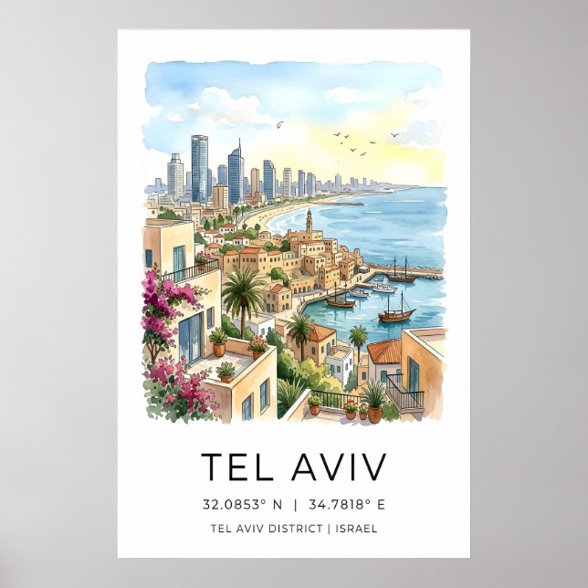 Impression d'art de la skyline de Tel Aviv - Port, (Devant)