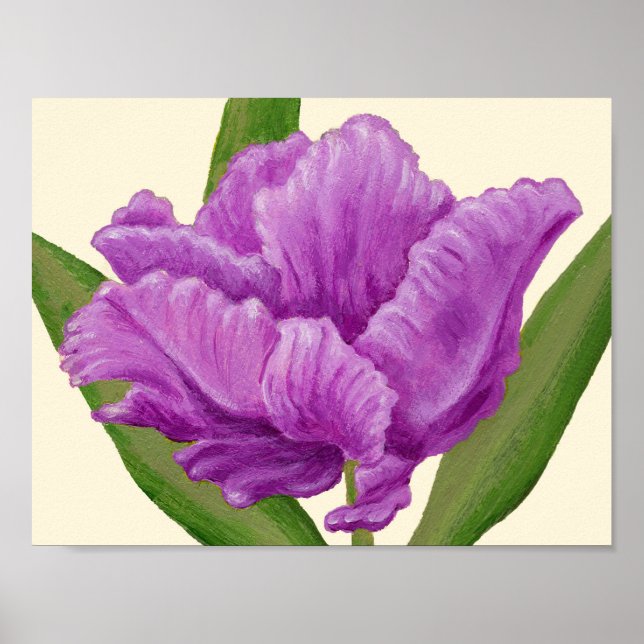 Impression d'art de la tulipe de perroquet violet. (Devant)