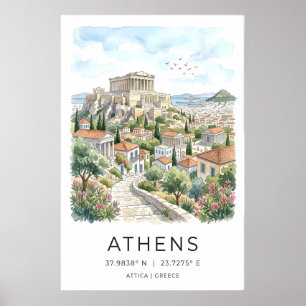 Impression d'art de la ville d'Athènes Parthénon e