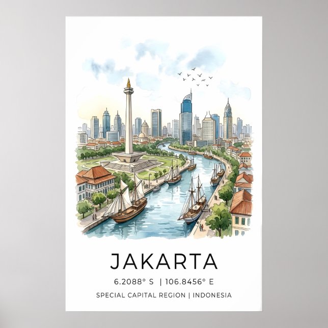 Impression d'art de la ville de Jakarta multicolor (Devant)