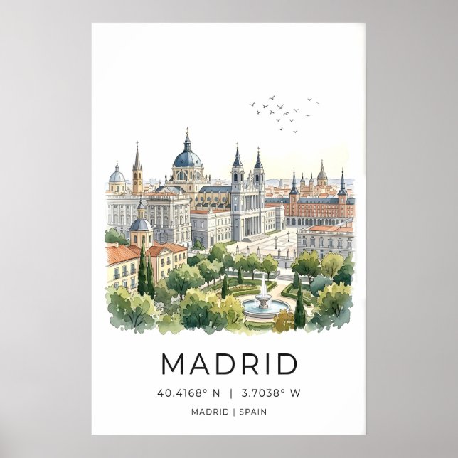 Impression d'art de la ville de Madrid Skyline, Fo (Devant)