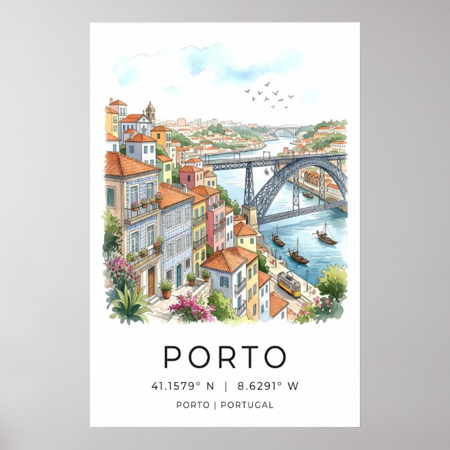 Impression d'art de la ville de Porto aquarelle, t (Devant)