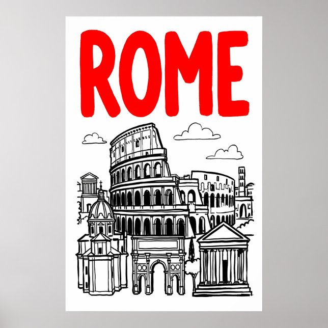 Impression d'art de la ville de Rome avec typograp (Devant)