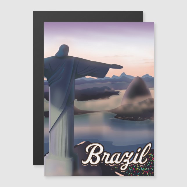Impression d'art de l'affiche de voyage au Brésil. (Devant / Derrière)