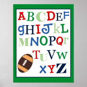 Impression d'art de l'alphabet ABC thème football 