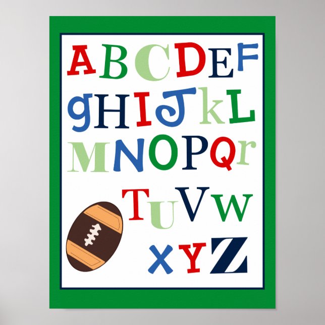 Impression d'art de l'alphabet ABC thème football  (Devant)