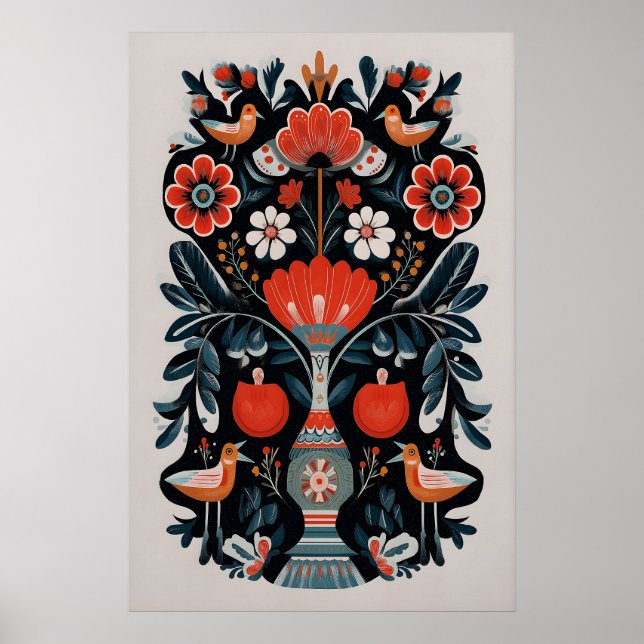 Impression d'art de l'arbre de vie mexicain Floral (Devant)