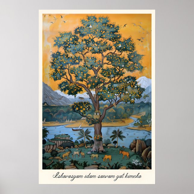 Impression d'art de l'arbre de vie Pichwai Spiritu (Devant)