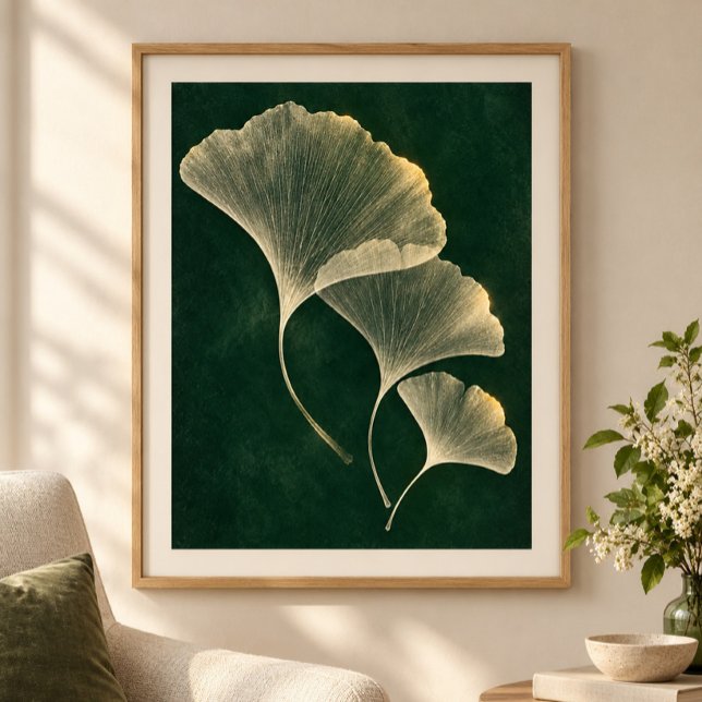 Impression d'art de l'archive Ginkgo Light (Styled display of Ginkgo Light Archive Art Print. Frame, mat and furnishings shown for illustration; select framing options separately.)