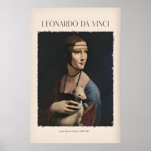 Impression d'art de Léonard de Vinci - Dame avec u (Devant)