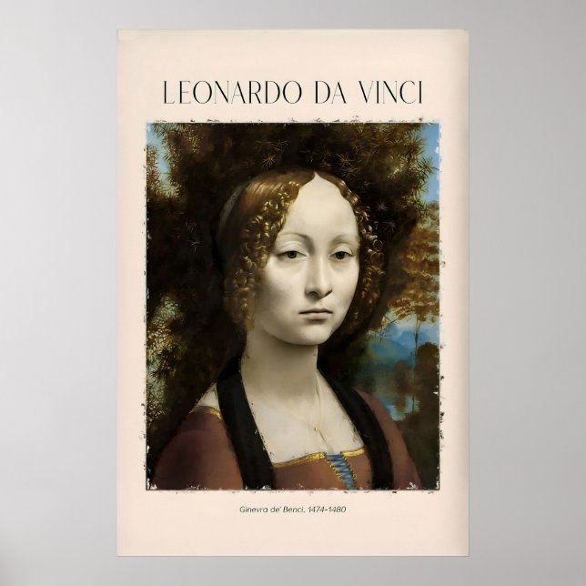 Impression d'art de Léonard de Vinci - Ginevra de  (Devant)