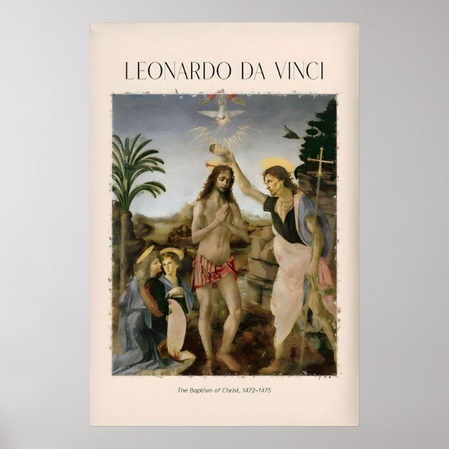 Impression d'art de Léonard de Vinci Le Baptême de (Devant)