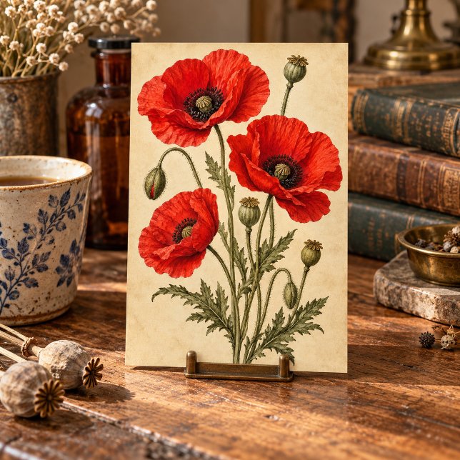 Impression d'art de l'herbier de pavot (4 x 6 inch unframed semi-gloss print. Flat printed artwork. Styled scene; props not included.)