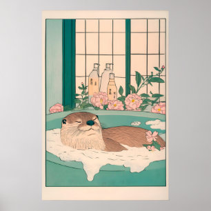 Impression d'art de loutre drôle, salle de bain ja