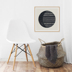 Impression d'art de lune éclipse motif tribal géom